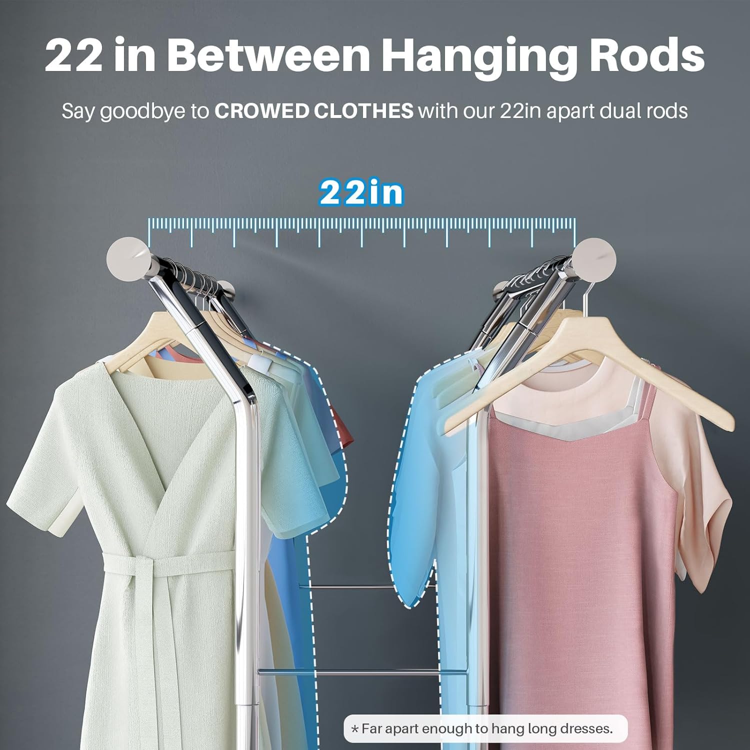 HOKEEPER Collapsible Garment Rack with Shelves