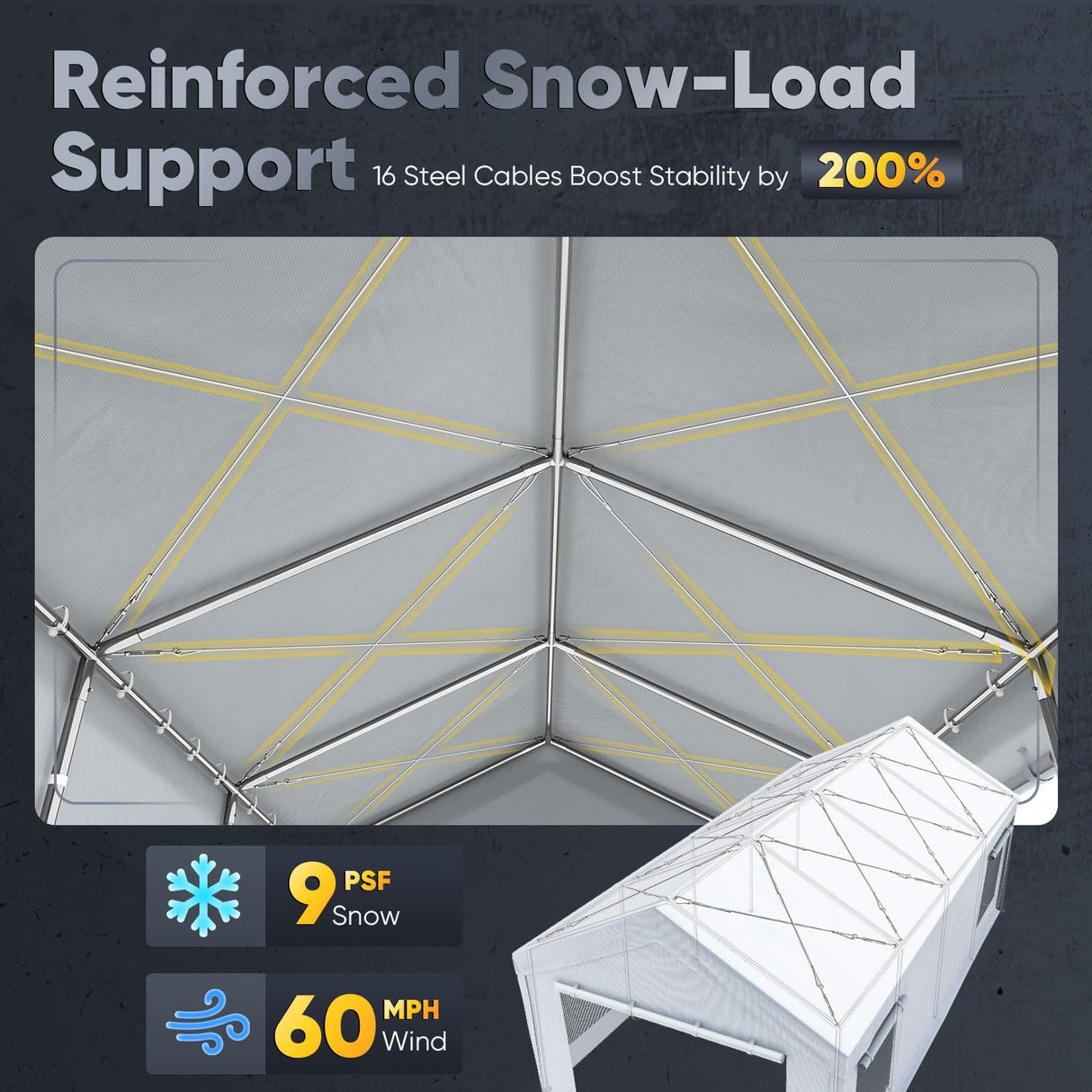 Quictent 13'x25' Snowproof Steel Carport with Zipper Doors