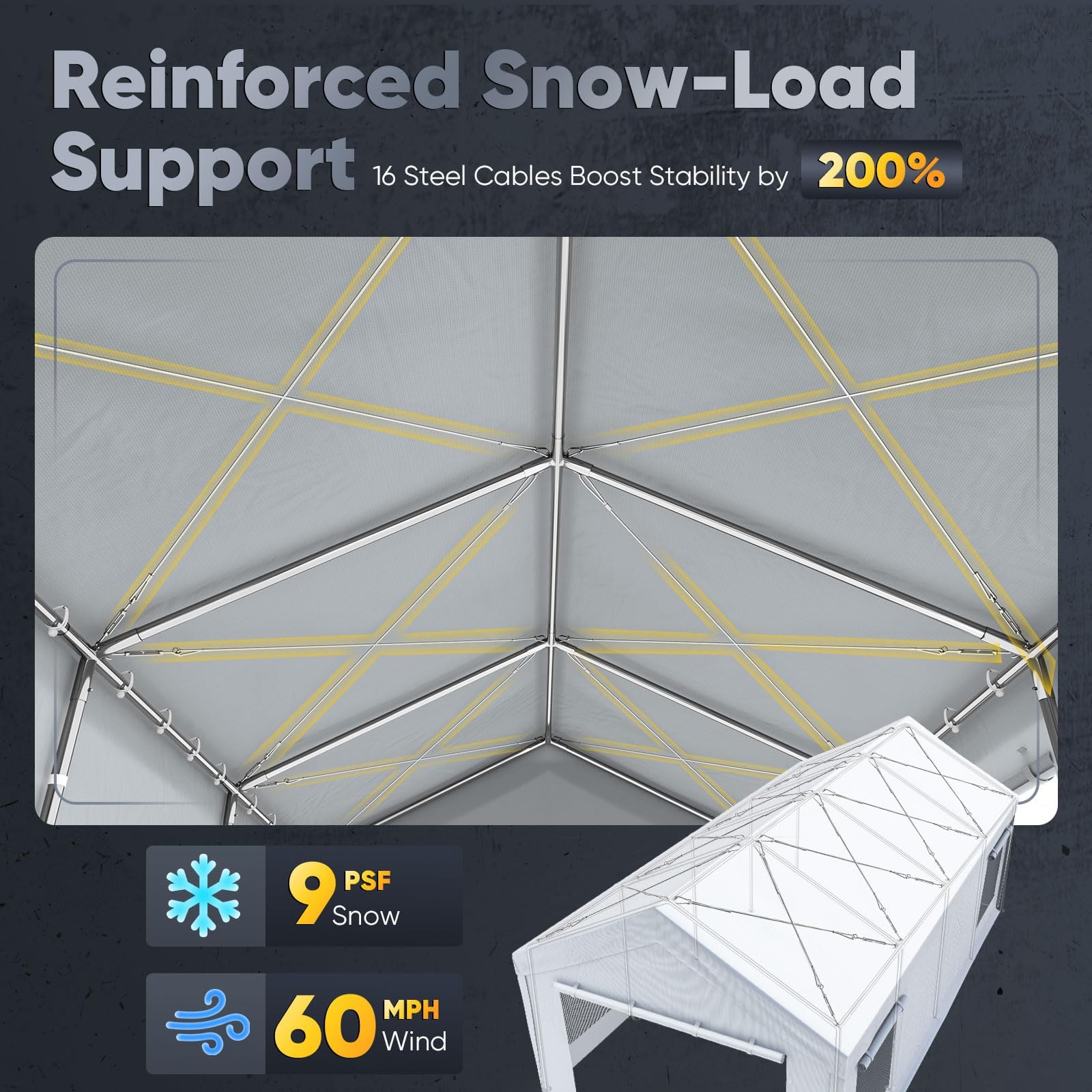 Quictent 13'x25' Snowproof Steel Carport with Zipper Doors - White