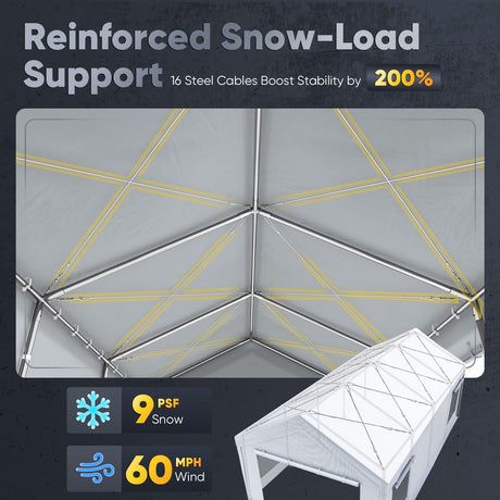 Quictent 13'x25' Snowproof Steel Carport with Zipper Doors