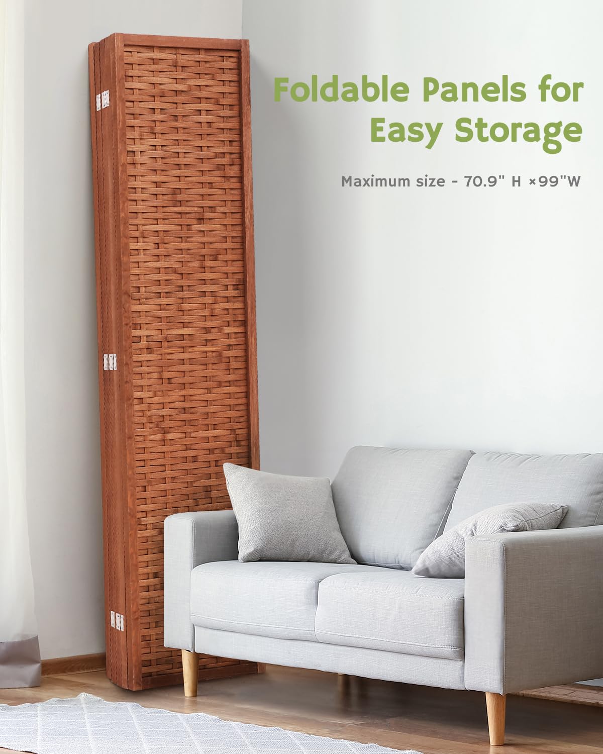 JOSTYLE Bamboo Privacy Screen - Saddle Brown (5-Panel)