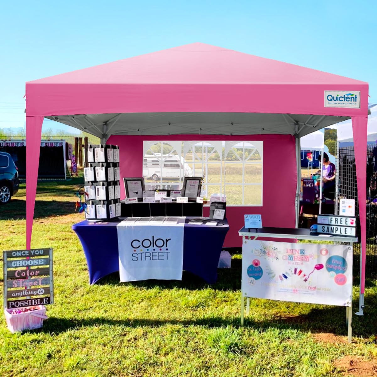 Quictent 10'x10' Pop-up Canopy Tent with 4 Detachable Sidewalls & Wheeled Bag