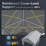 Quictent 10'x20' Snowproof Steel Carport with Zipper Doors