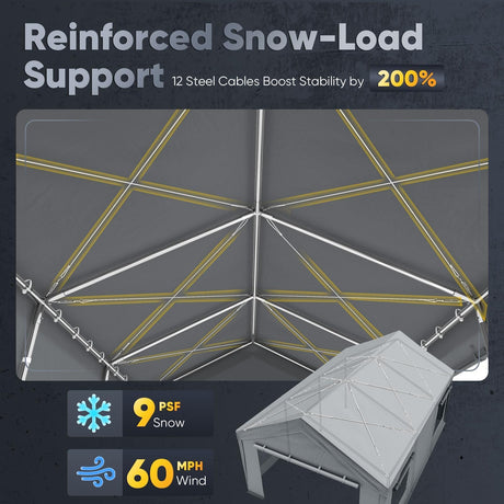 Quictent 10'x20' Snowproof Steel Carport with Zipper Doors