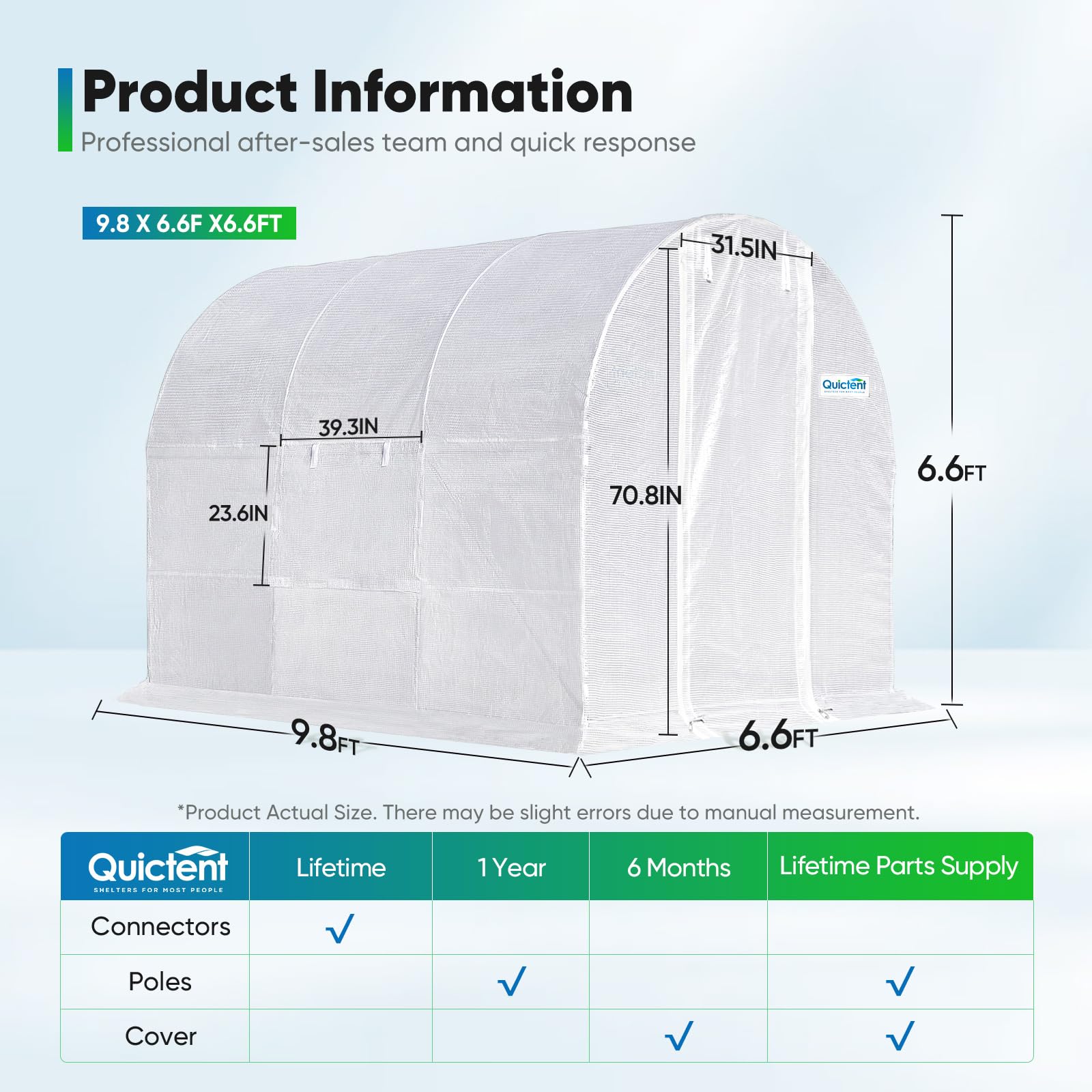 Quictent 10'x7'x7' Walk-in Tunnel Greenhouse with Mesh Door - White
