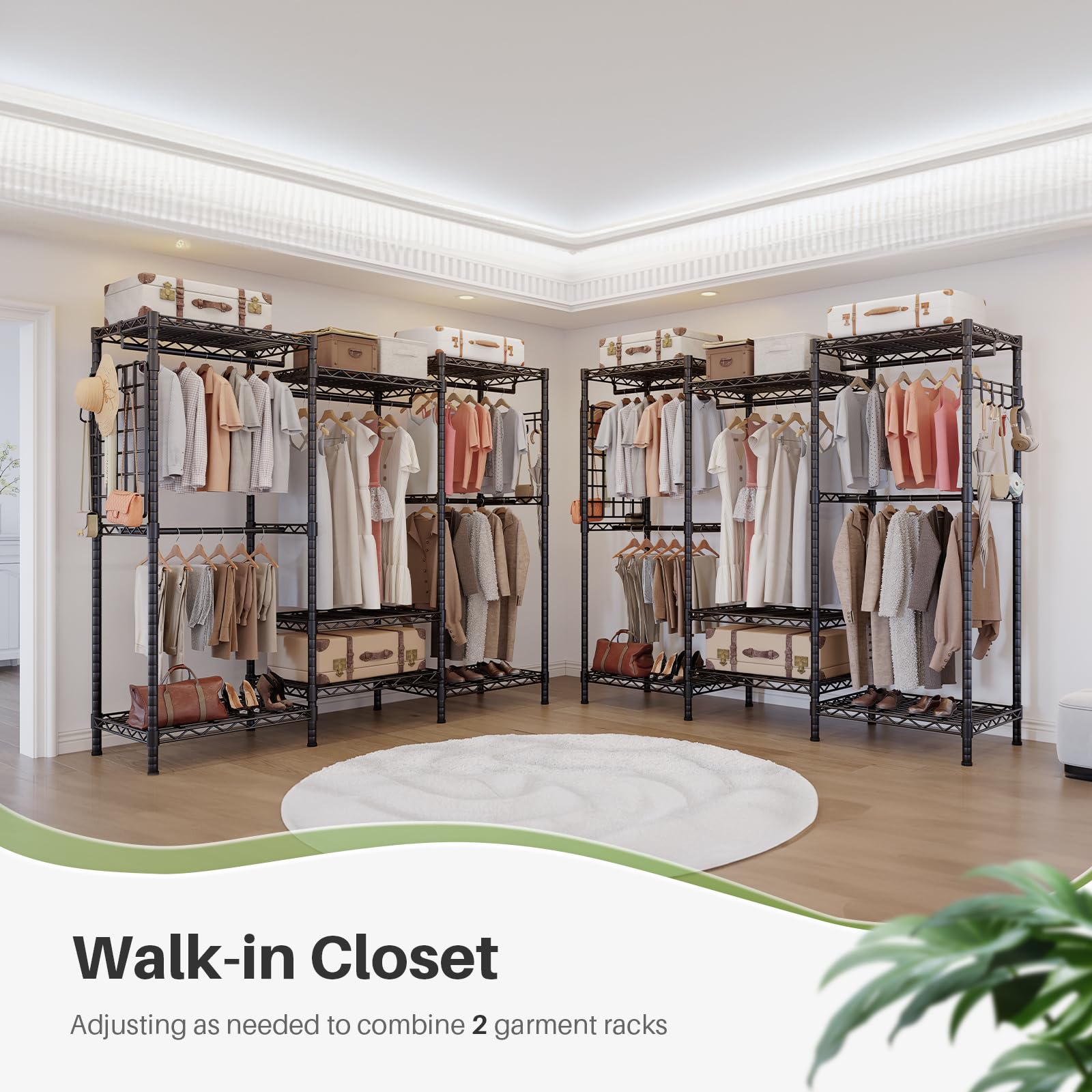 Closet Clothes Rack with Mesh Board & Hooks
