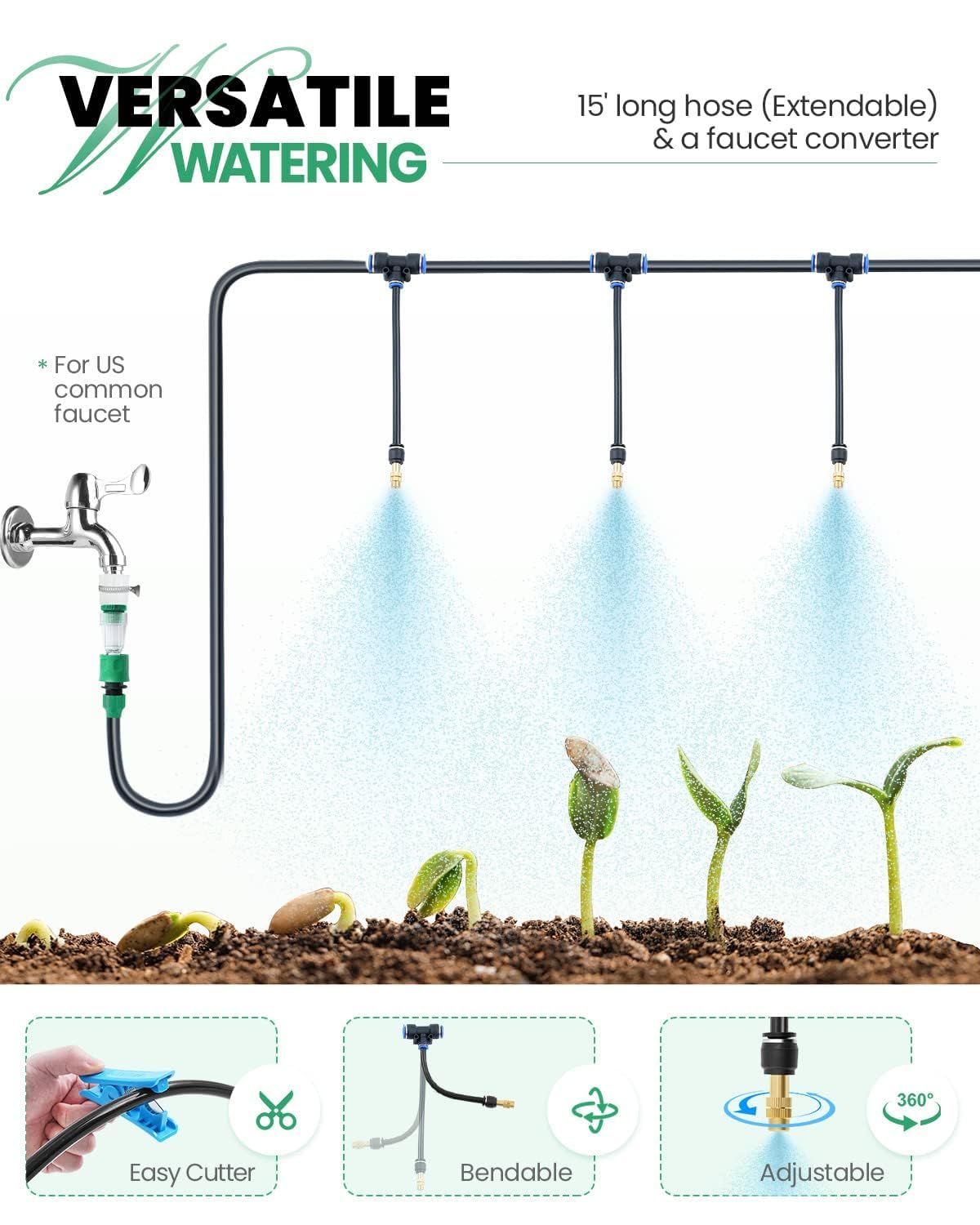 KING BIRD 10'x6.6'x6.6' Greenhouse with Watering Kits - White