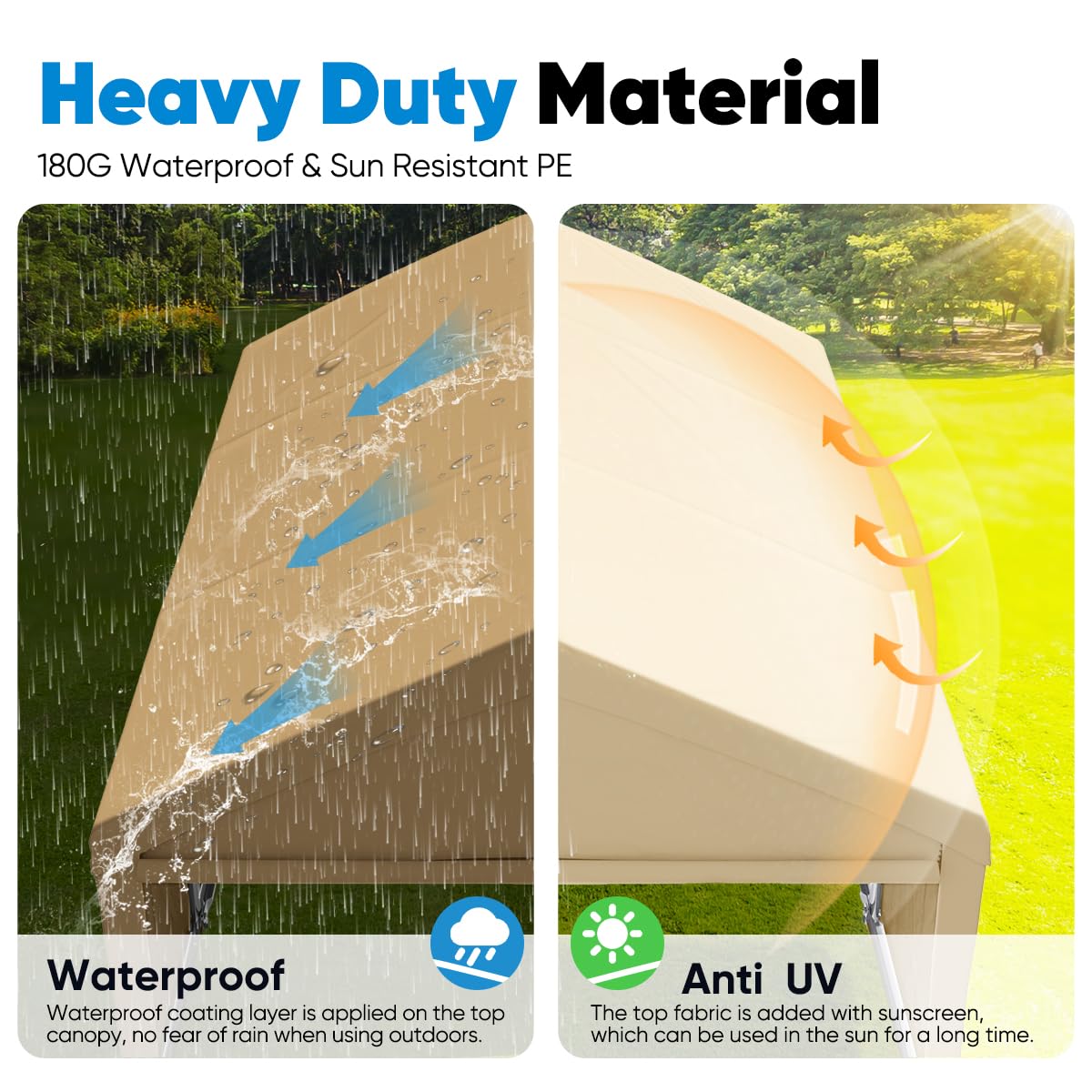 Quictent 13'x20' Heavy Duty Car Canopy with Removable Sidewalls - Beige