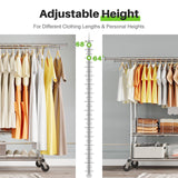 HOKEEPER Adjustable Rolling Garment Rack - Double Rod with Basket
