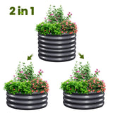 KING BIRD 24"x24"x12" Round Planter Box (2-Pack) - Dark Grey