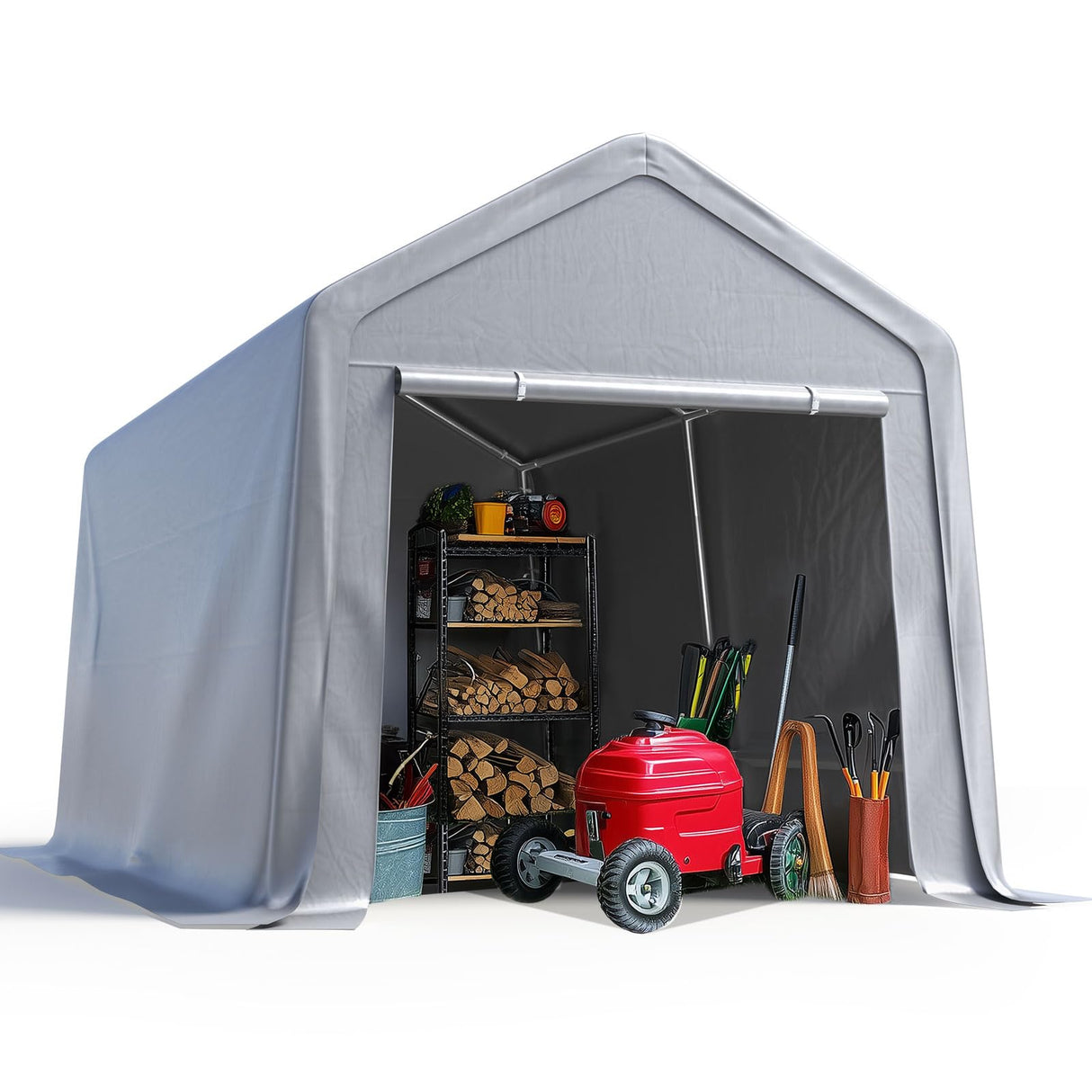 Quictent Storage Shed with Roll-Up Windows - Silver Gray