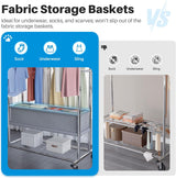 Fabric storage basket offering organized space for socks, underwear, or folded items, with a secure and slip-resistant design.