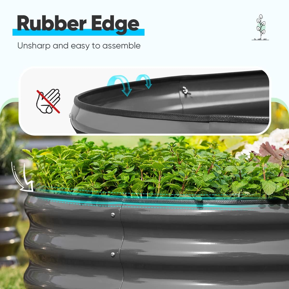 8'x4'x2' Oval Raised Garden Bed Kit - Dark Grey