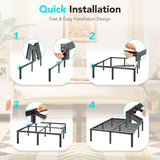 TATAGO 16" 3500 lbs Heavy-Duty Steel Bed Frame