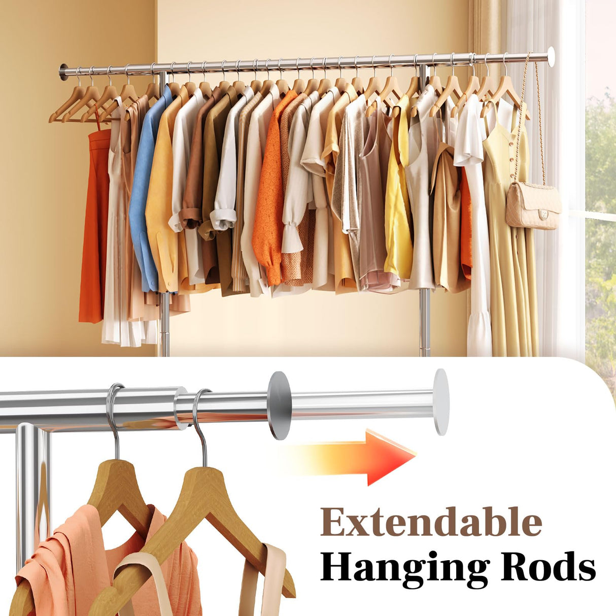 HOKEEPER Heavy Duty Rolling Garment Rack