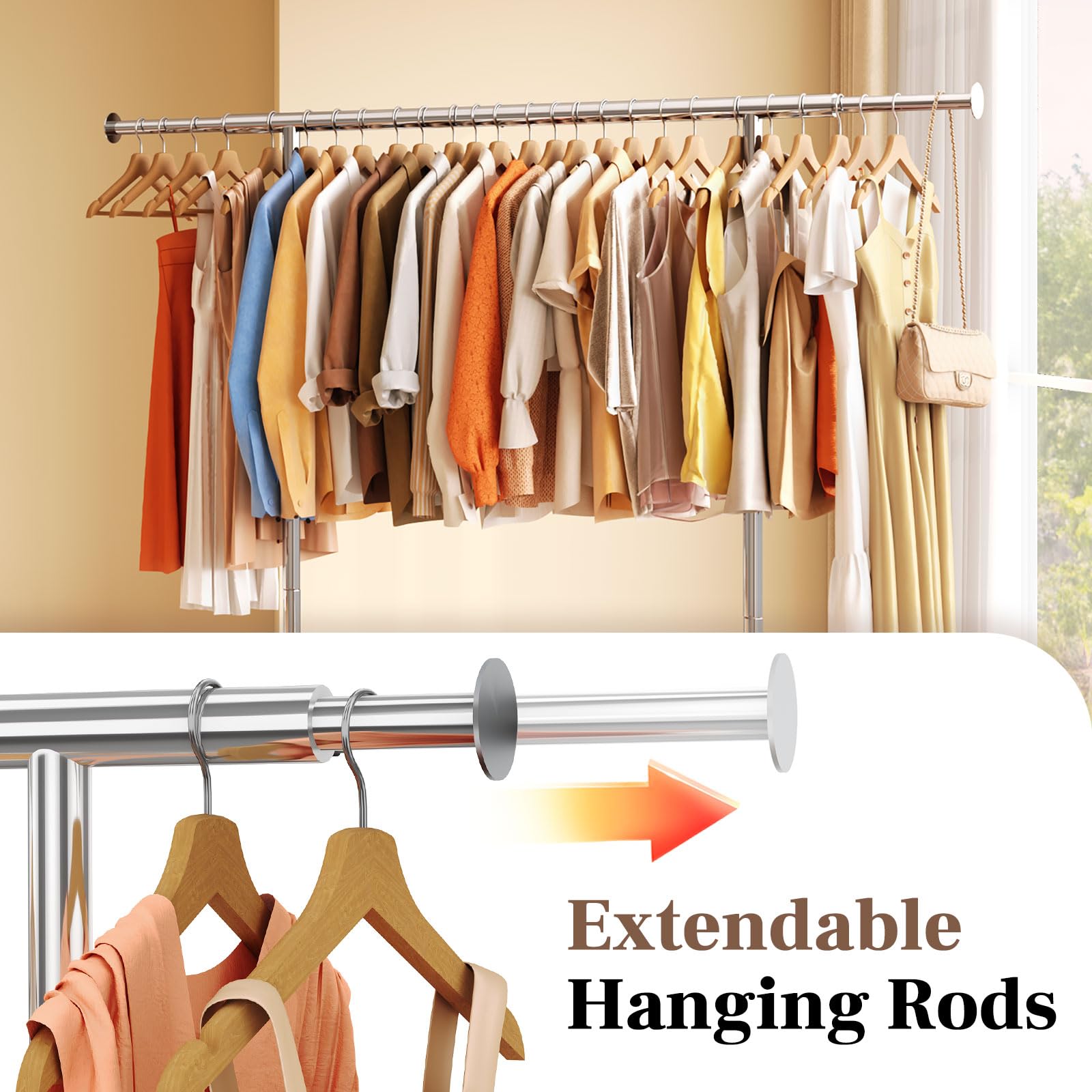 HOKEEPER Heavy Duty Rolling Garment Rack