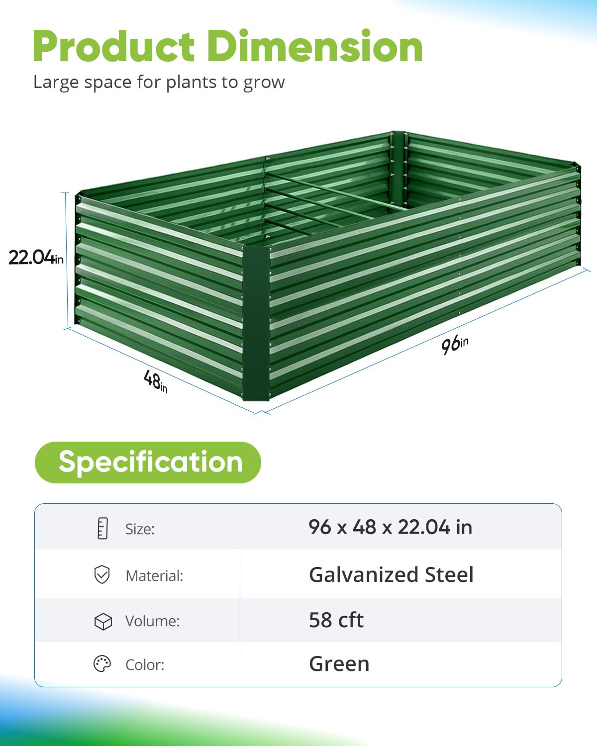 Quictent 8'x4'x2' Tall Raised Garden Bed - Green