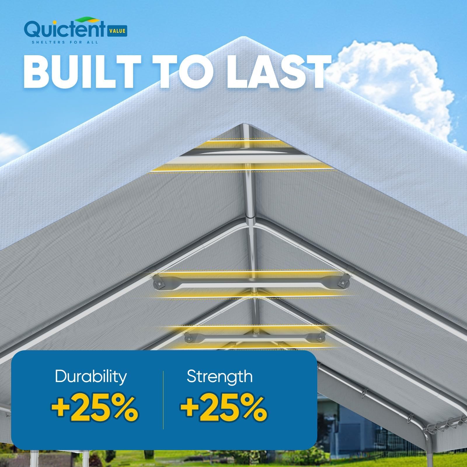 Quictent 10'x20' Reinforced Carport with Hanging Edge - White