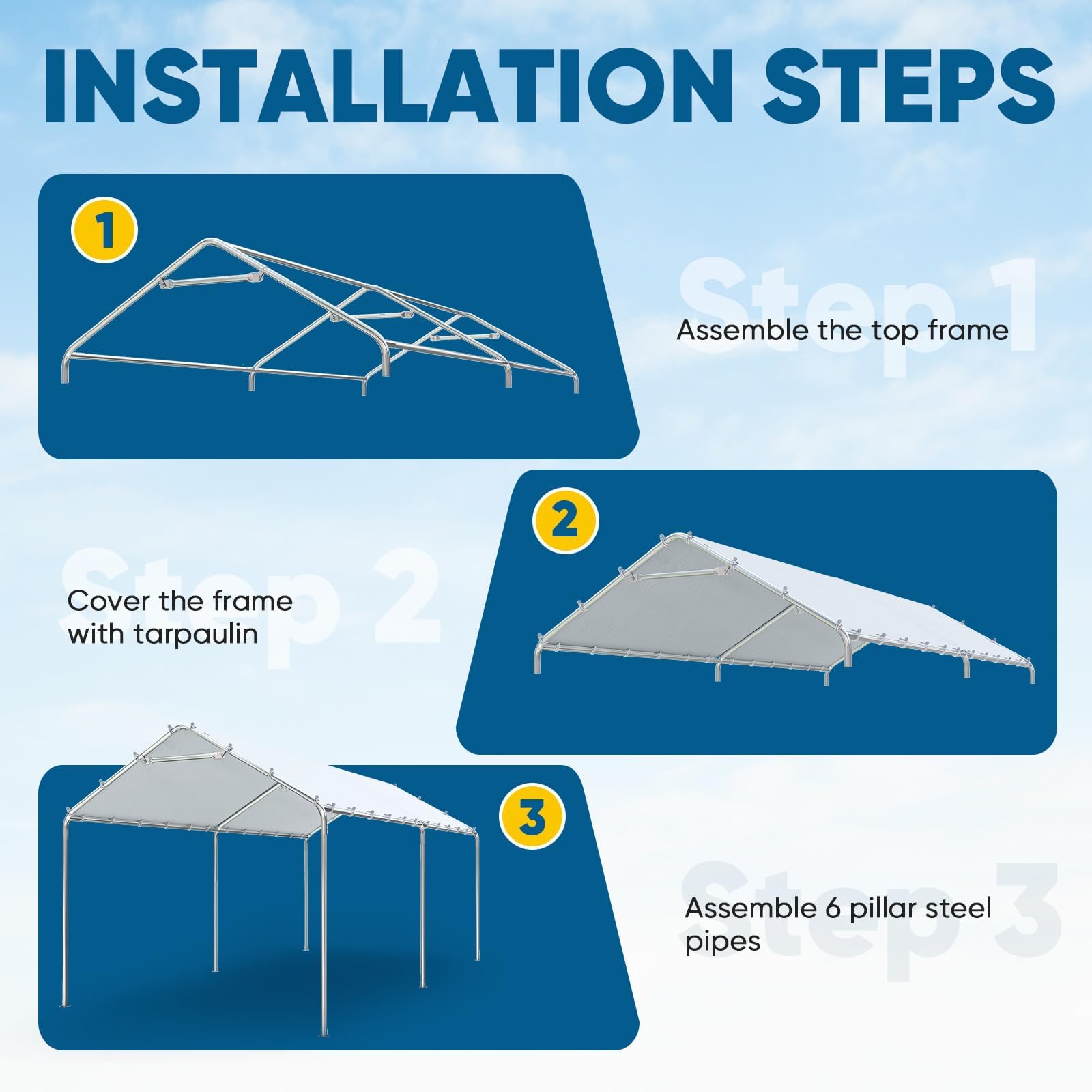 Quictent 10'x20' Galvanized Steel Carport Canopy - White