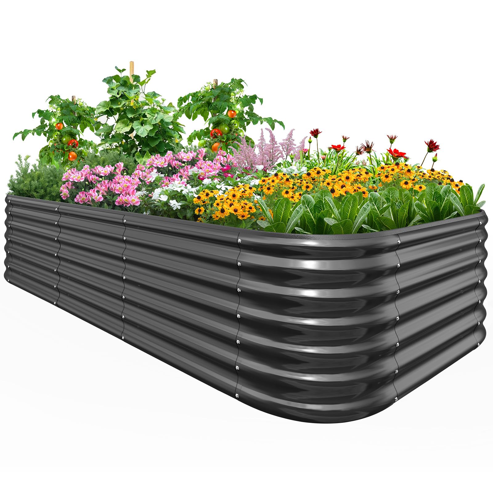 8'x4'x2' Oval Raised Garden Bed Kit - Dark Gray