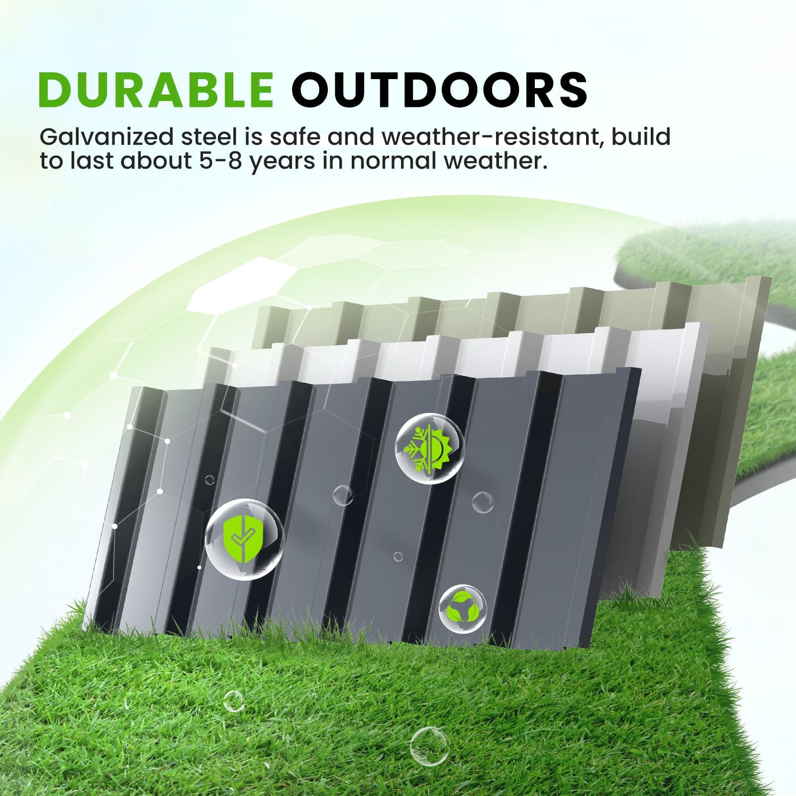KING BIRD 68"x36"x18" Galvanized Raised Garden Bed - Dark Grey