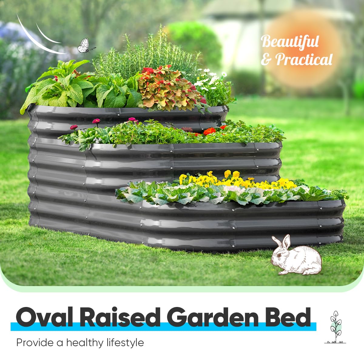 Quictent 43"x63"x31.5" Tiered Raised Garden Bed Kit