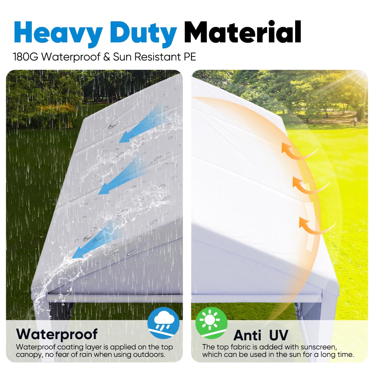 Quictent 13'x20' Reinforced Car Canopy with Removable Sidewalls- White