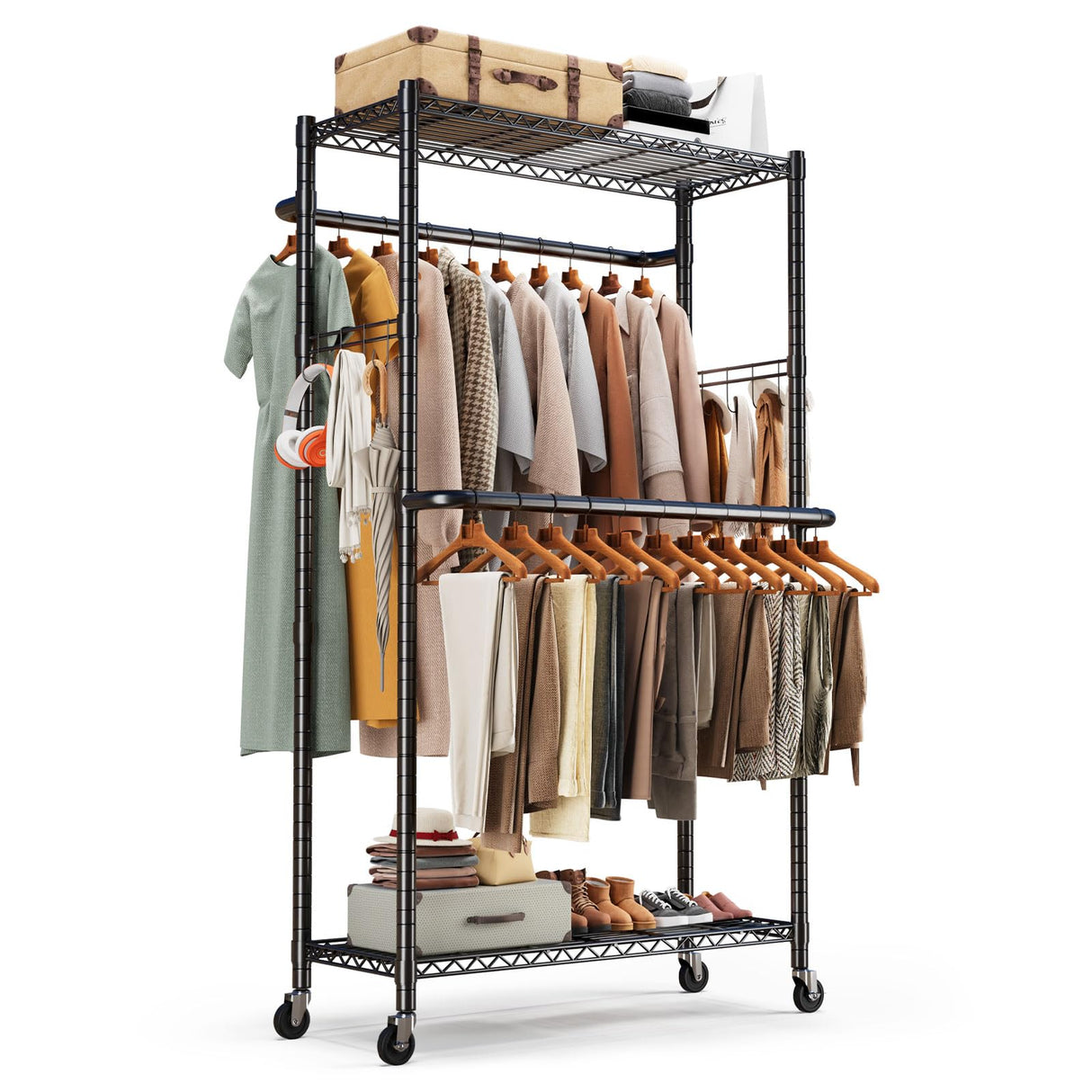 HOKEEPER 400LBS Freestanding Garment Rack with Hooks