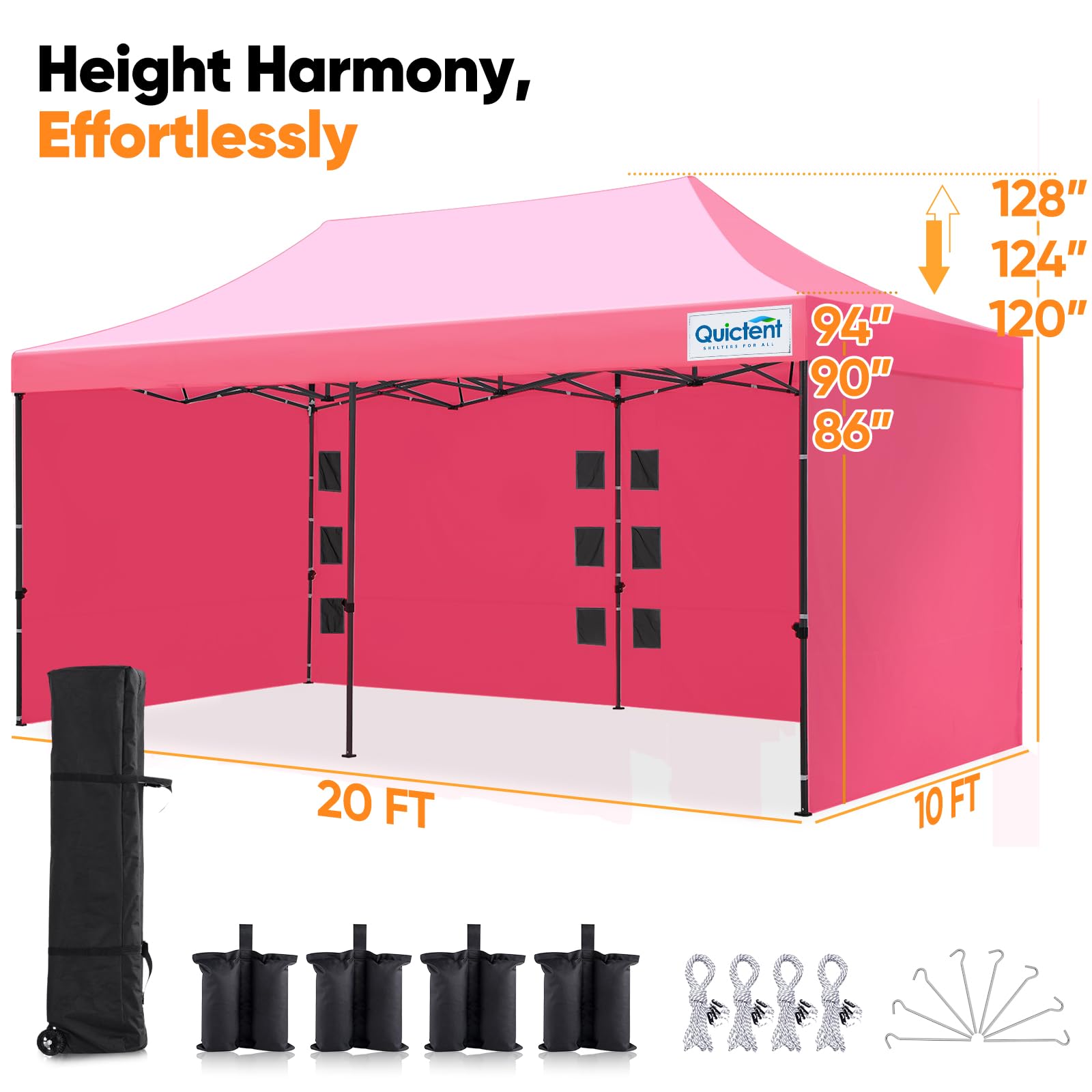 Quictent 10'x20' Heavy Duty Pop-Up Canopy with Sidewalls