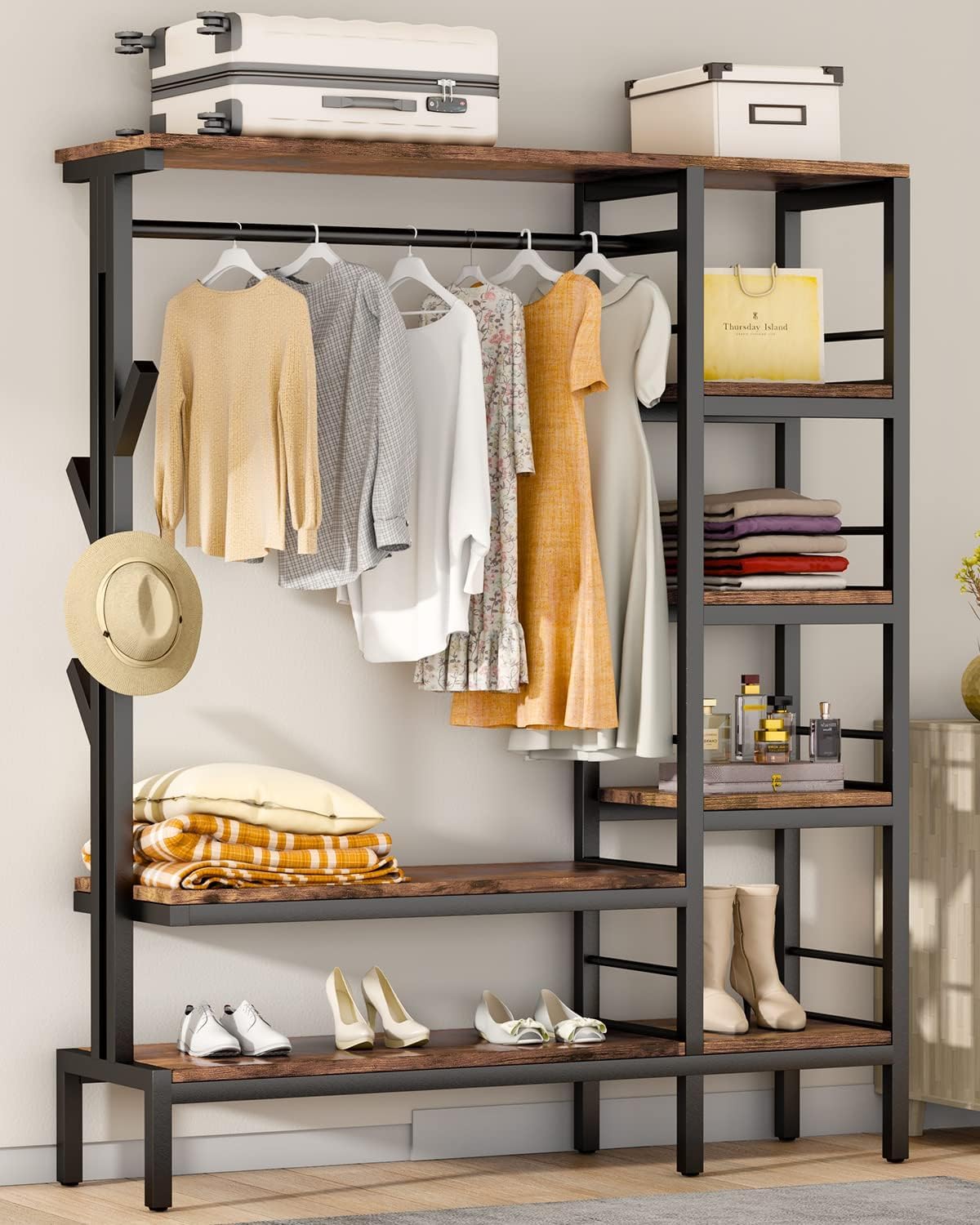 HOKEEPER 650LBS Closet Organizer with Coat Rack