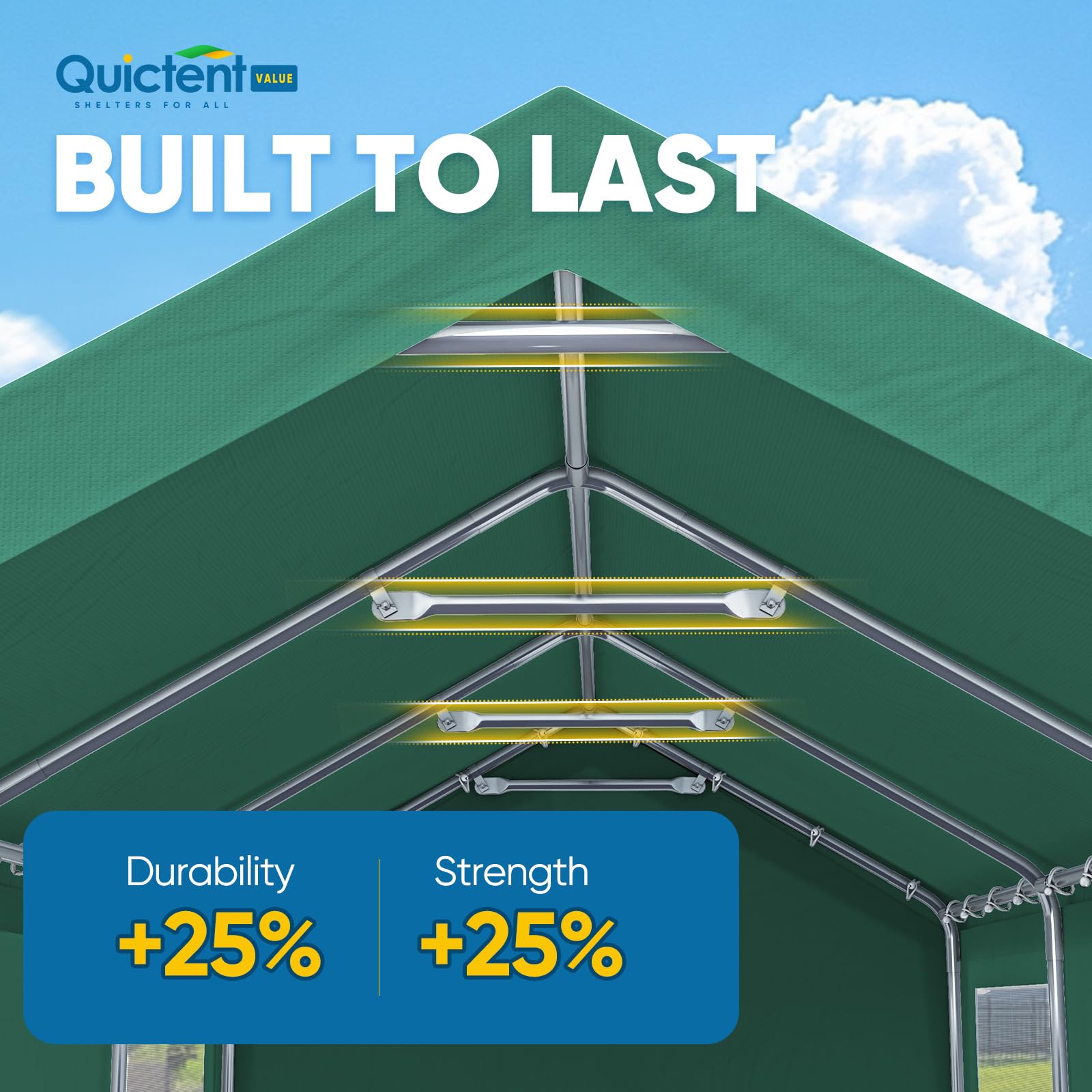 Quictent 10'x20' Ventilated Carport Canopy with Roll-up Sidewalls - Green