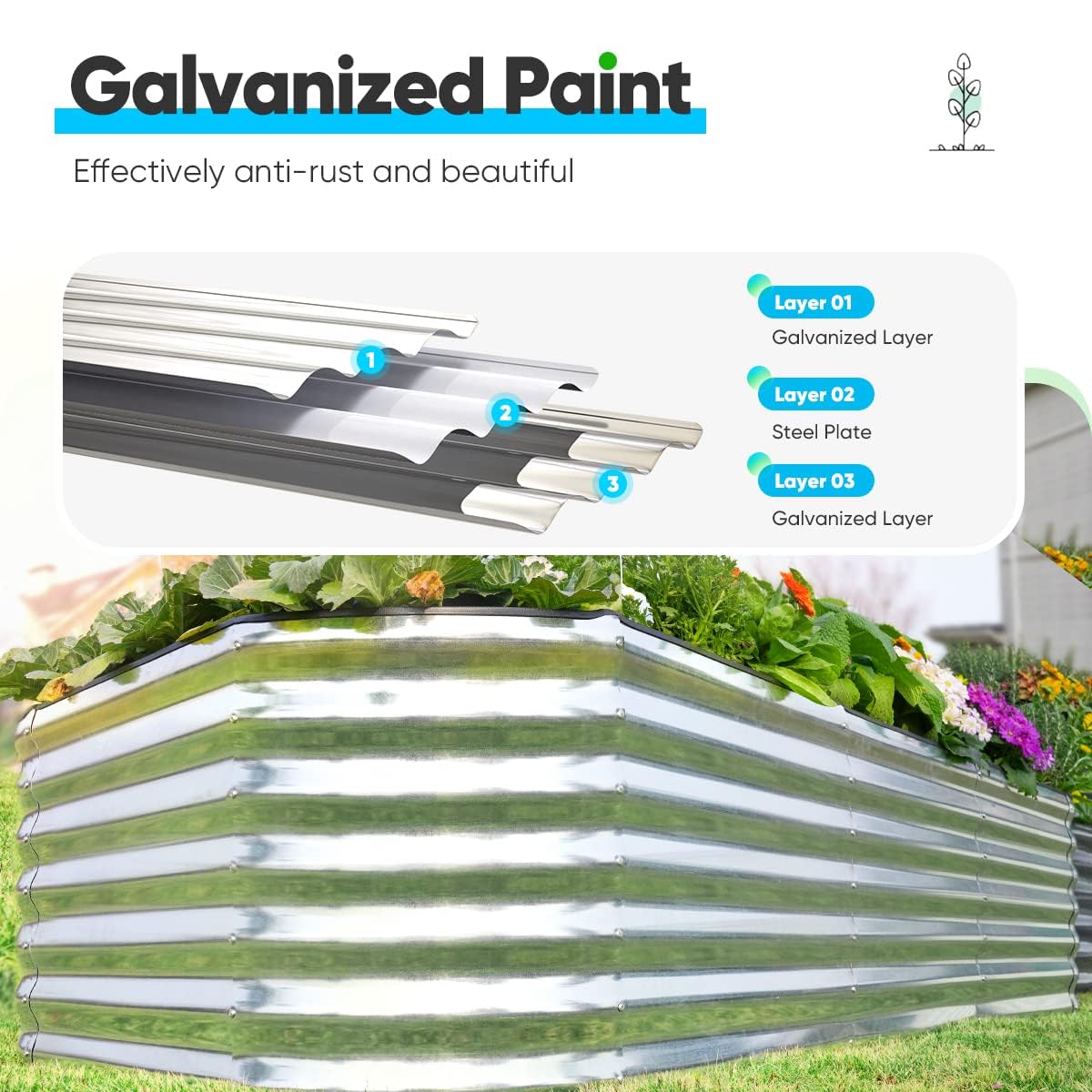 Quictent 8'x4'x2' Oval Raised Garden Bed Kit - Silver