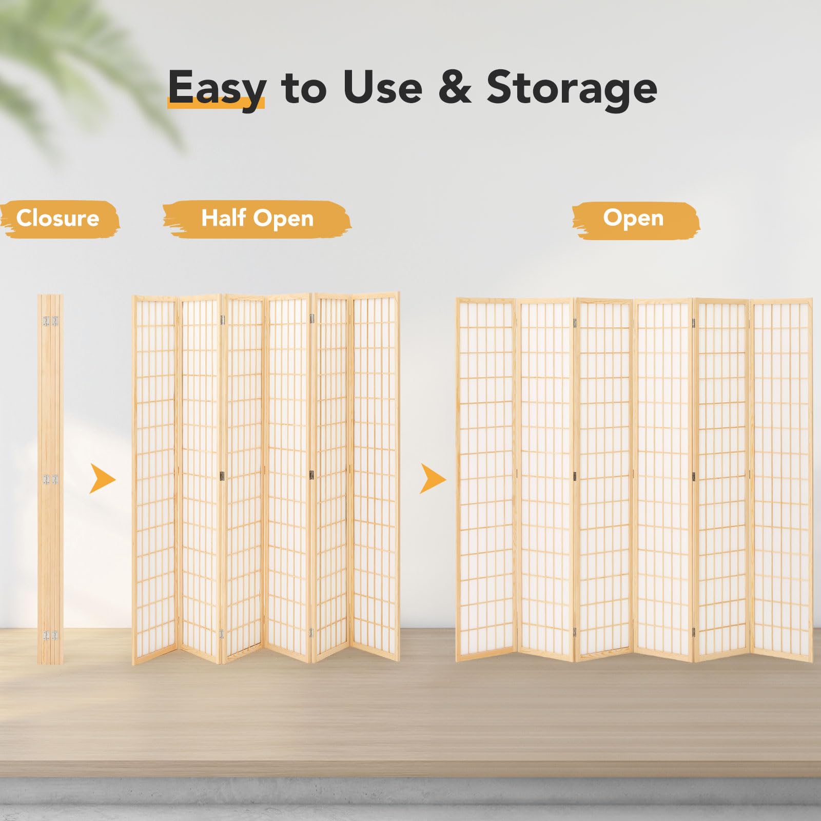 JOSTYLE Shoji Screen Divider - Natural (6-Panel)