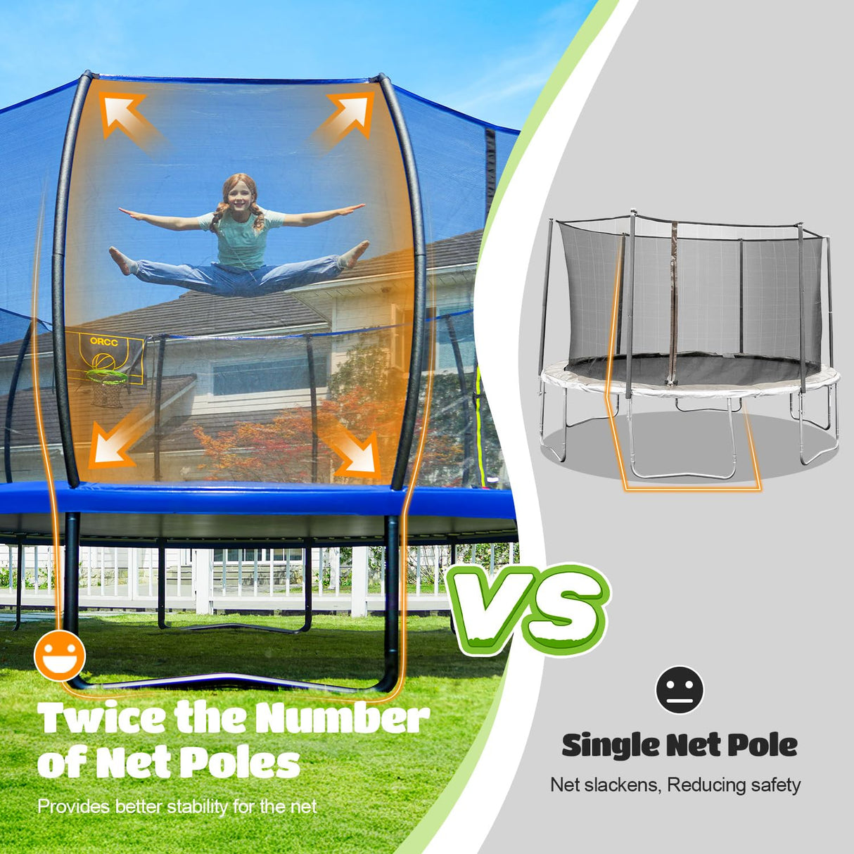 ORCC 1200LBS Heavy Duty Trampoline with Basketball Hoop