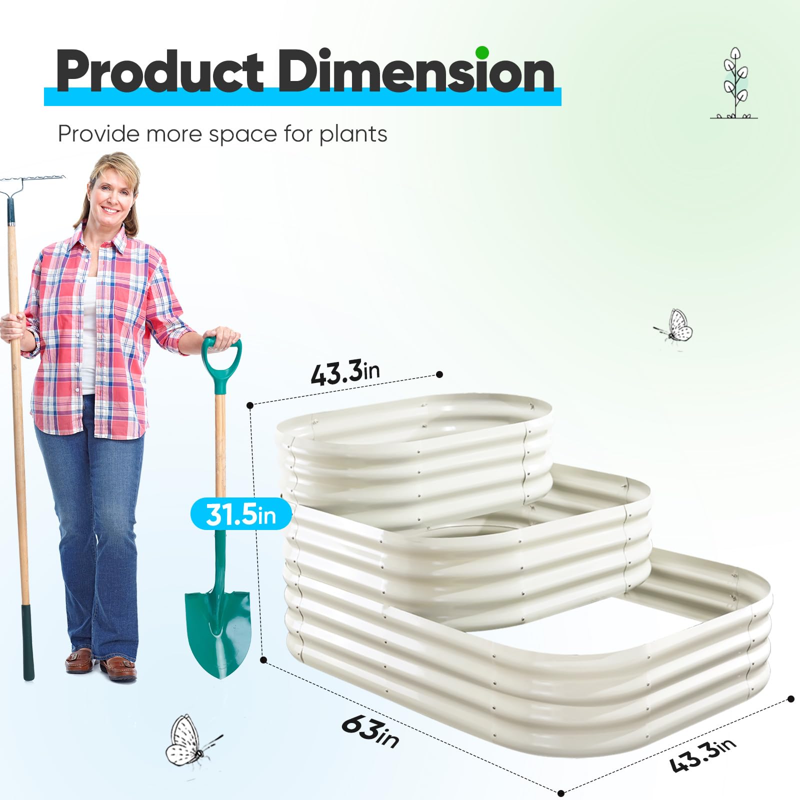 Quictent 43"x63"x31.5" Tiered Raised Garden Bed Kit - Beige