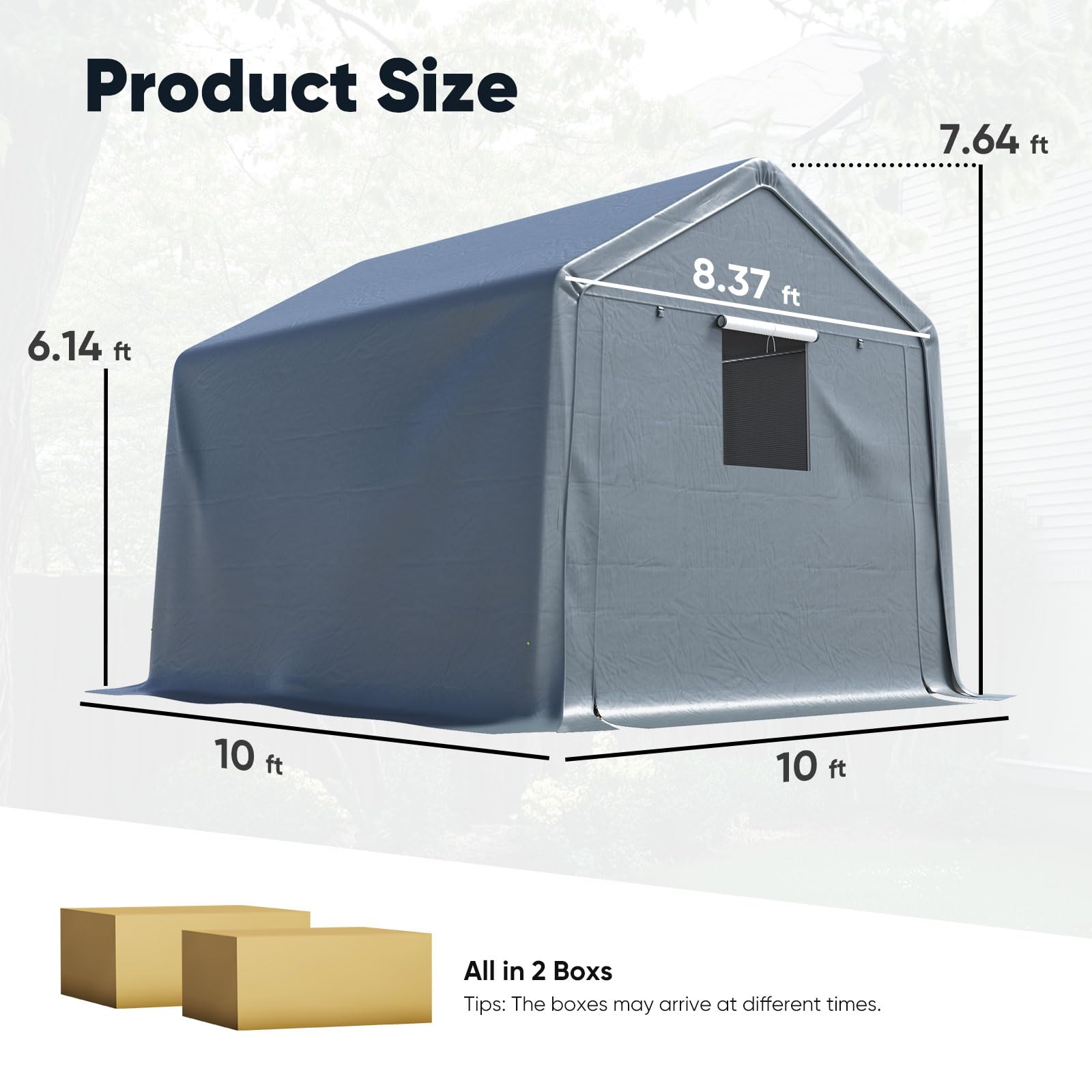 Quictent 10'x10' Portable Carport Shelter with Roll-Up Mesh Windows - Dark Gray