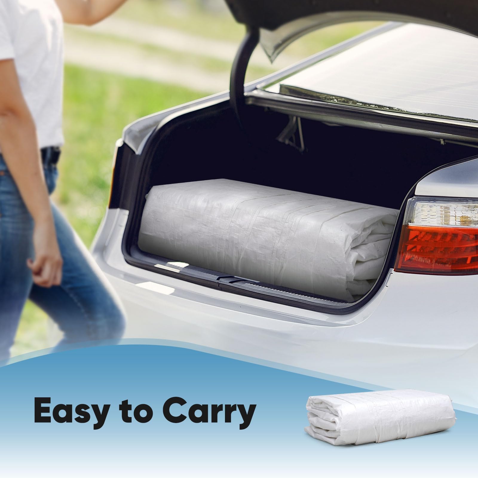 Quictent 10'x20' Carport Replacement Cover with Edge - White