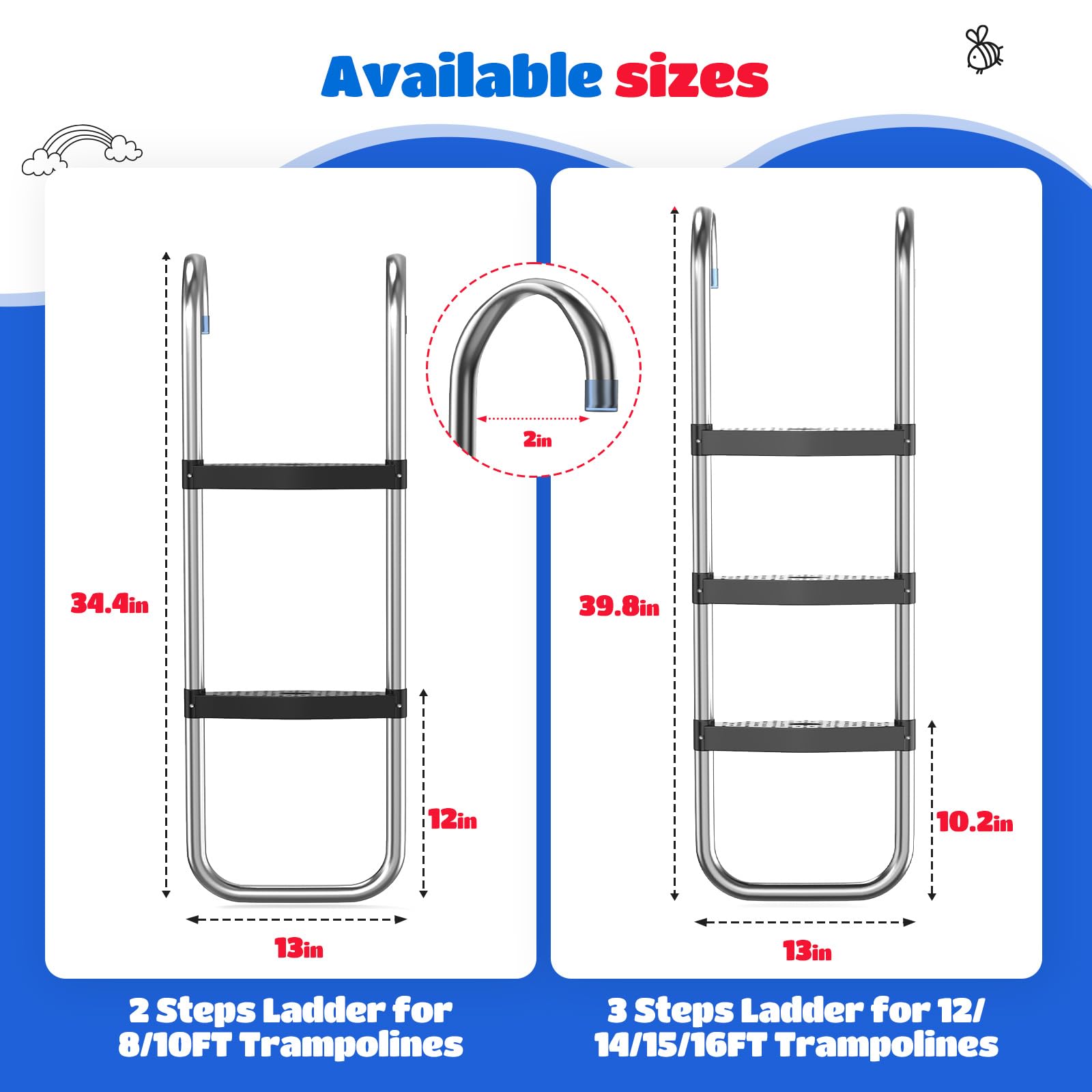 ORCC 300LBS Capacity 3-Step Trampoline Ladder