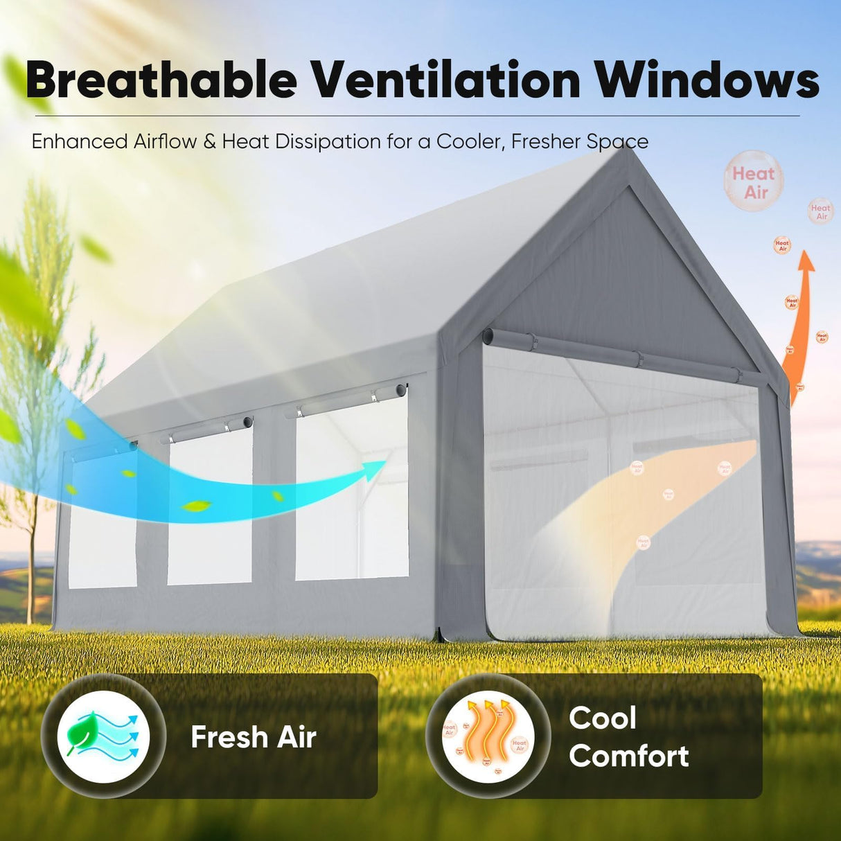 Quictent 12'x20' Heavy Duty Carport Tent with Ventilation