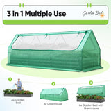 Quictent 8'x4'x1' Galvanized Raised Garden Bed with Cover - Green