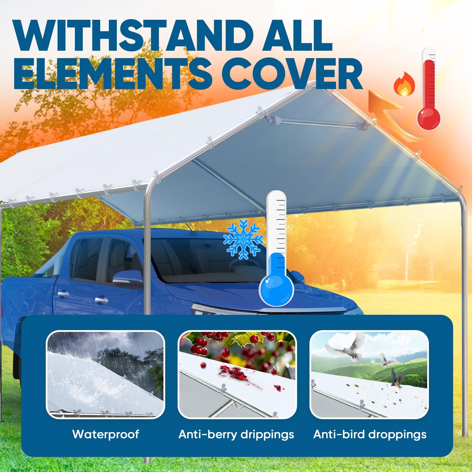 Quictent 10'x20' Galvanized Steel Carport Canopy - White