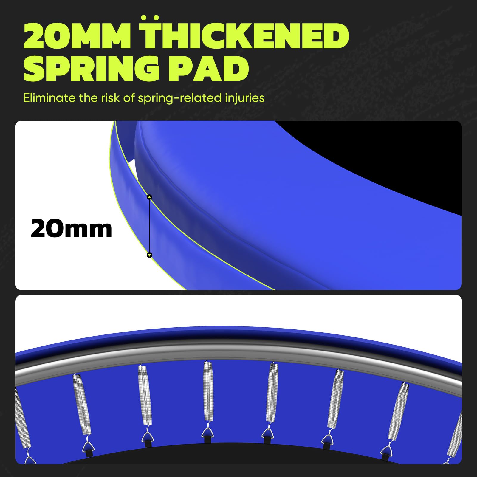 ORCC 8-16FT 1200LBS Trampoline with Safety Net & Ladder