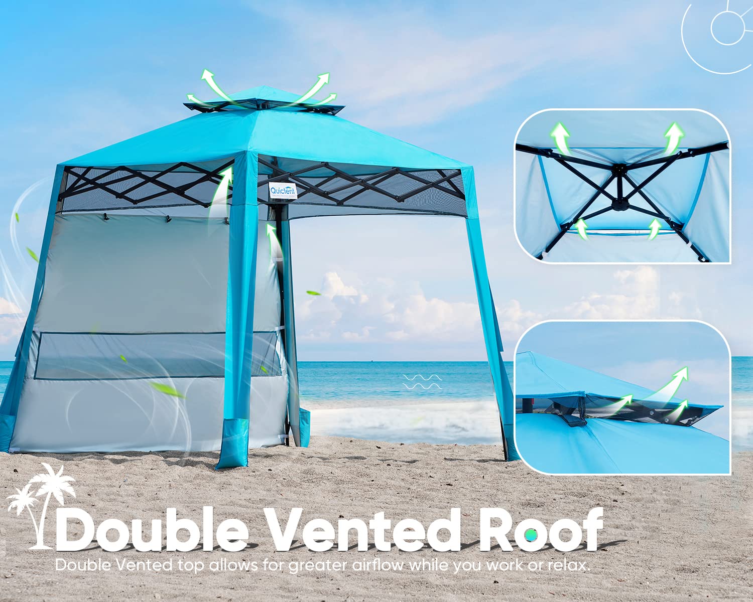 Quictent 10'x10' Portable Pop-up Canopy with Sun Sidewall - Blue