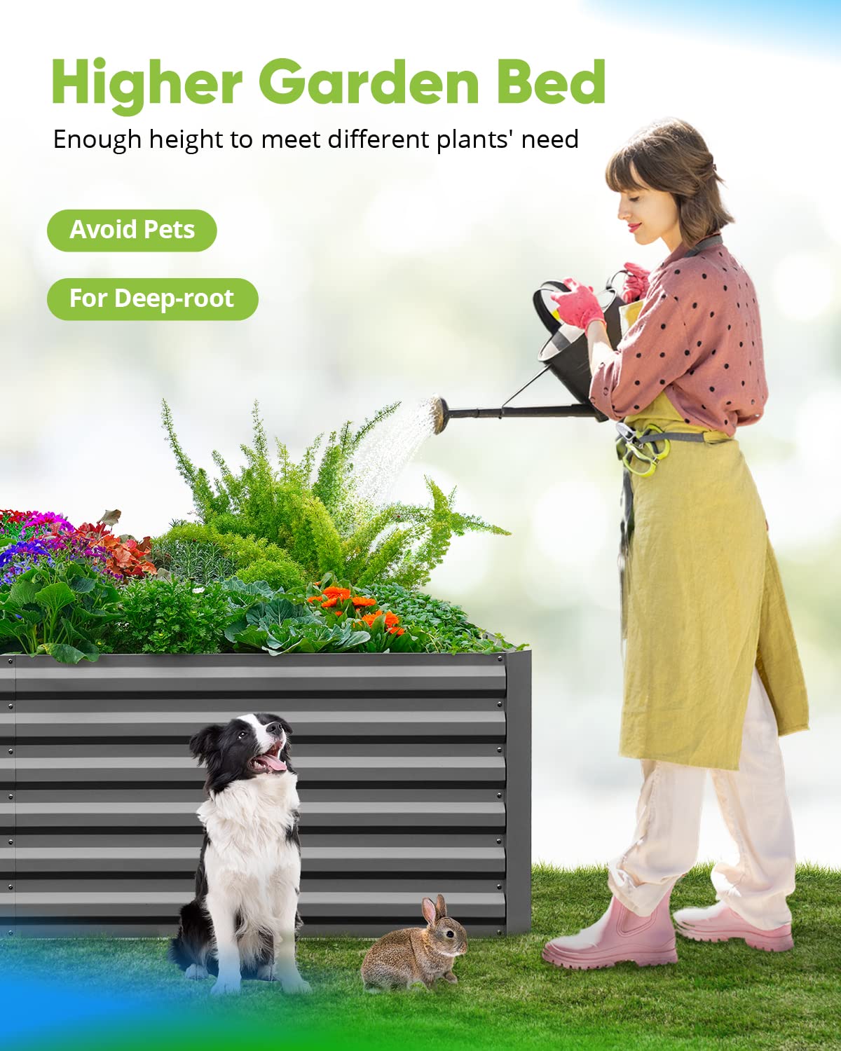 Quictent 8'x4'x2' Tall Raised Garden Bed - Dark Grey
