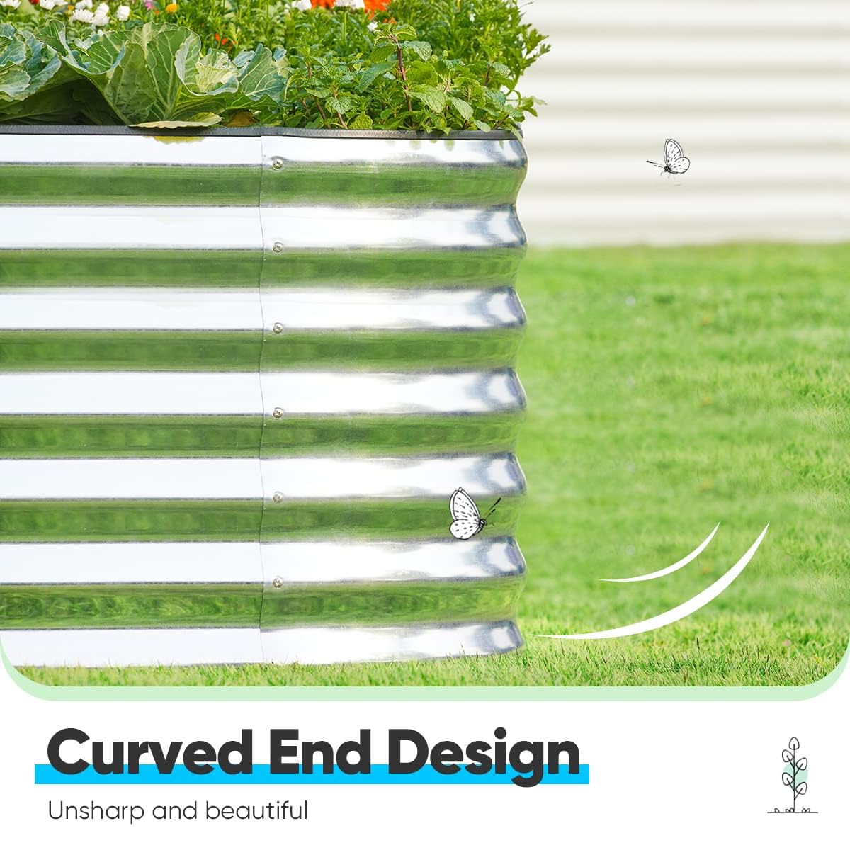 Quictent 8'x4'x2' Oval Raised Garden Bed Kit - Silver
