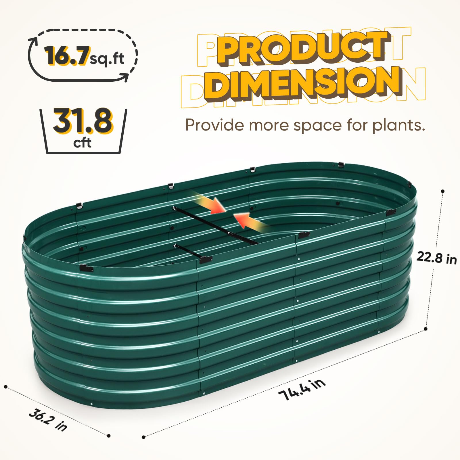 KING BIRD 74"x36"x23" Quick-Setup Garden Bed - Green
