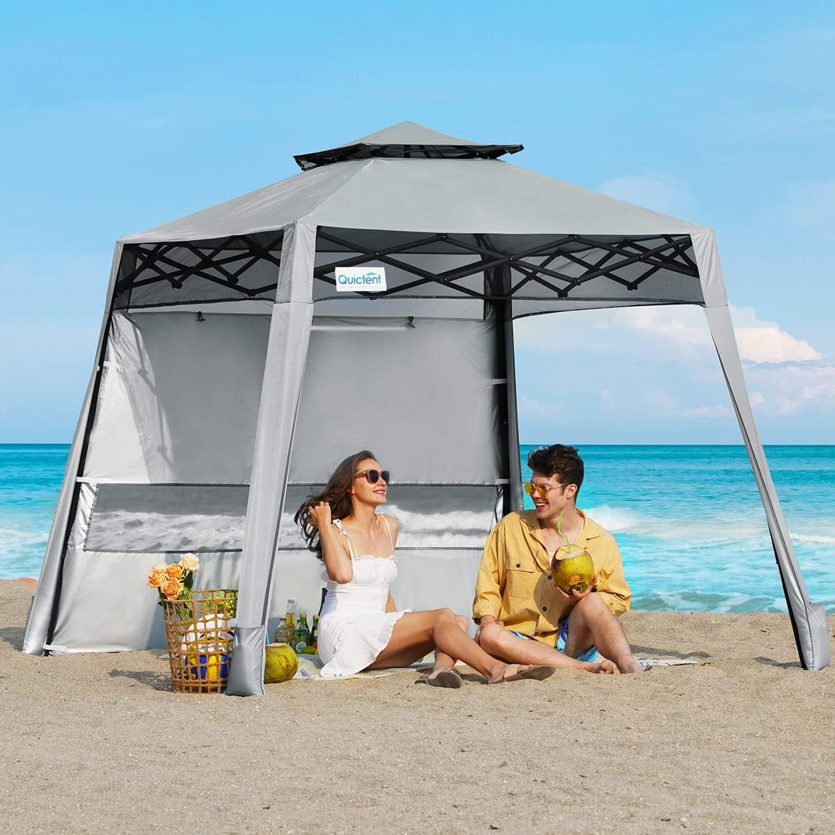 Quictent 10'x10' Portable Pop-up Canopy with Sun Sidewall