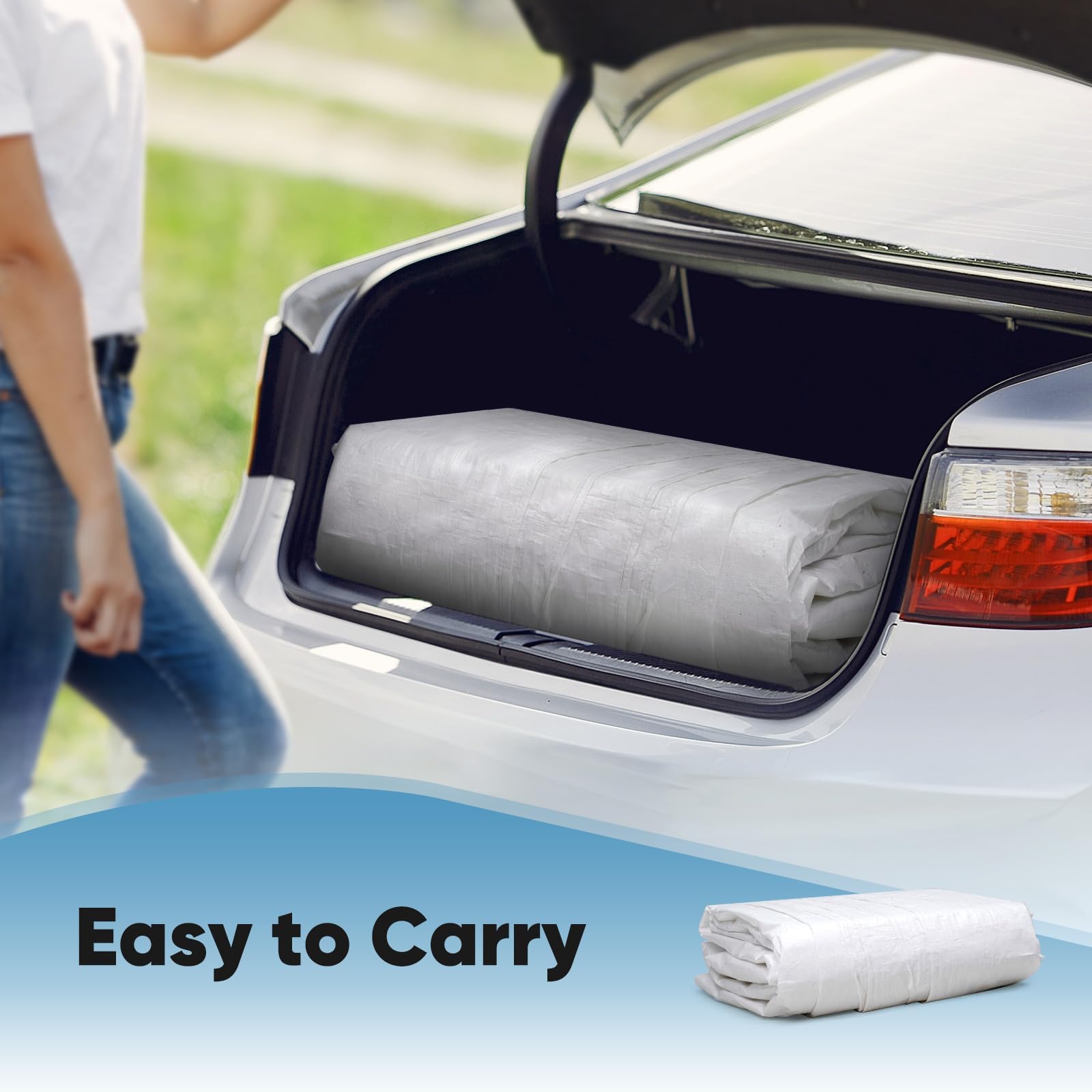 Quictent 10'x20' Carport Replacement Cover with Leg Cloth - White