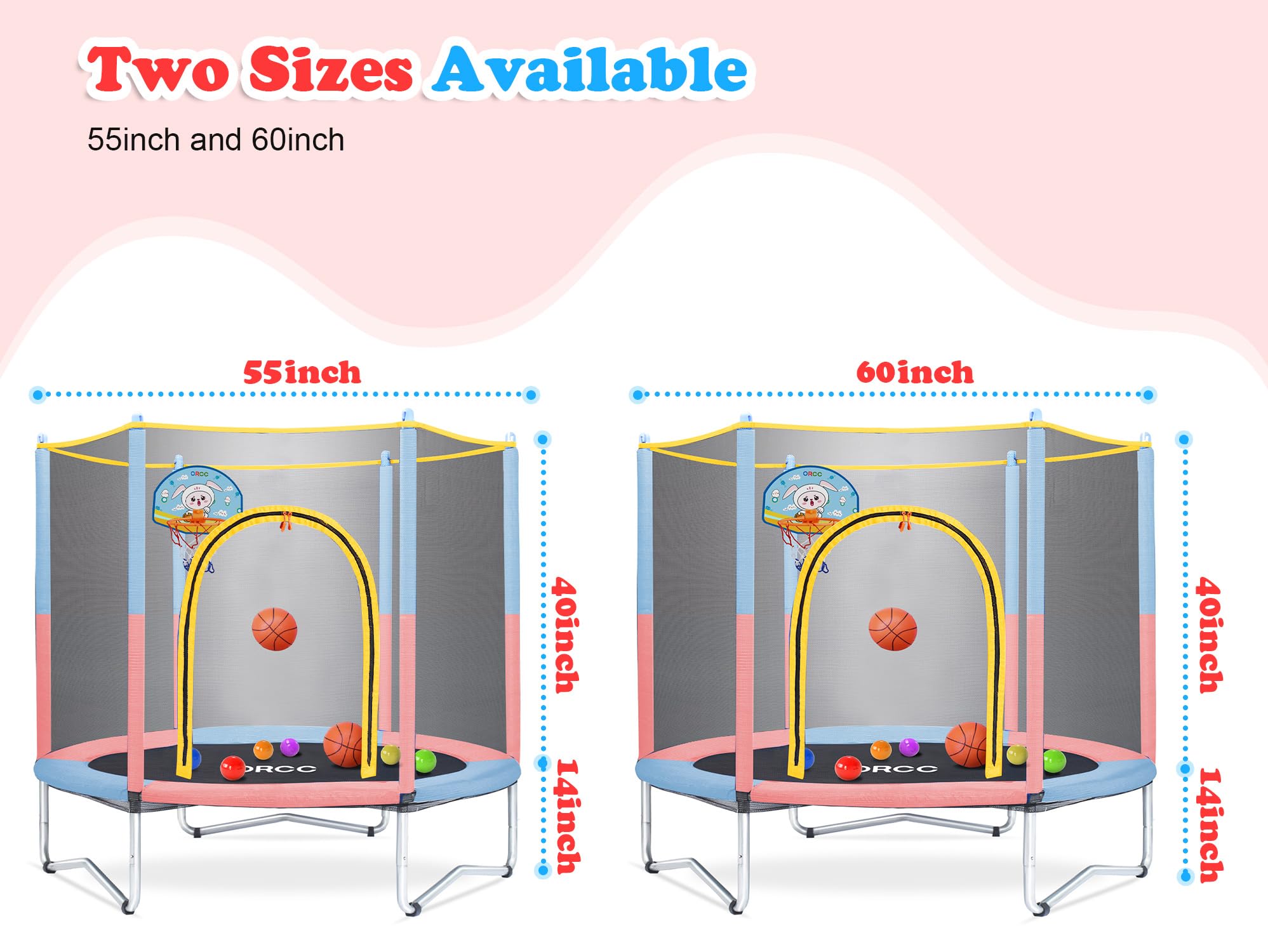 ORCC 220LBS 60" Toddler Trampoline with Safety Pad
