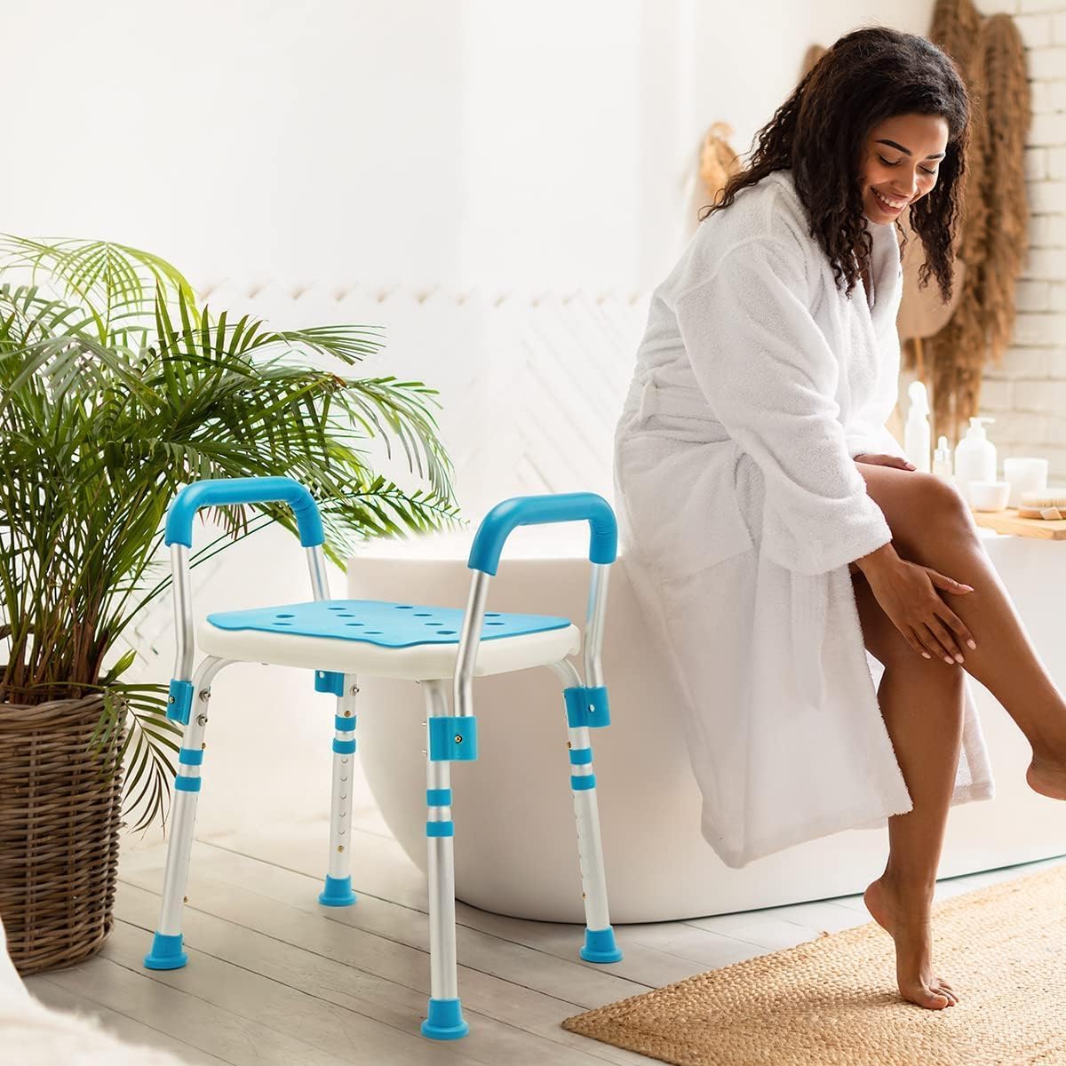 Health Line Adjustable Shower Chair with Removable Arms